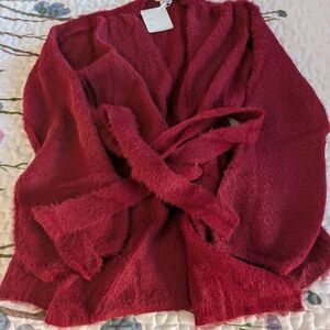 DAVI & DANI Plush Burgundy Cardigan